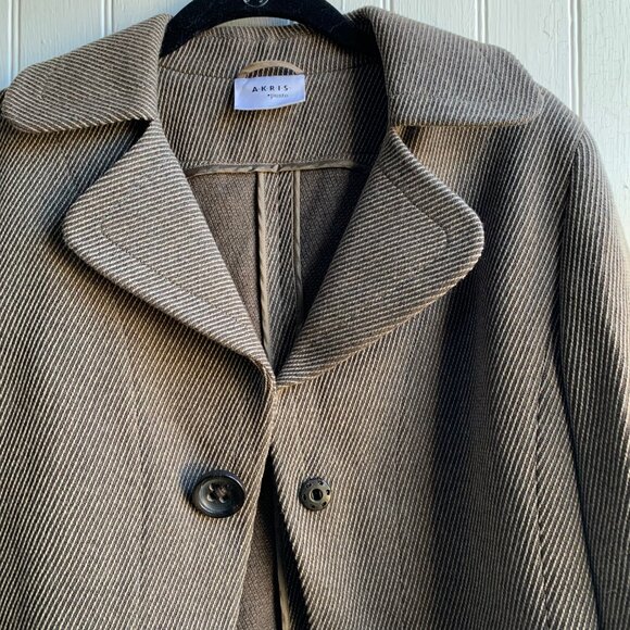 Akris Punto Beige Brown Cream Diagonal Stripe One Button Blazer Jacket - Wool  8 - Picture 2 of 16